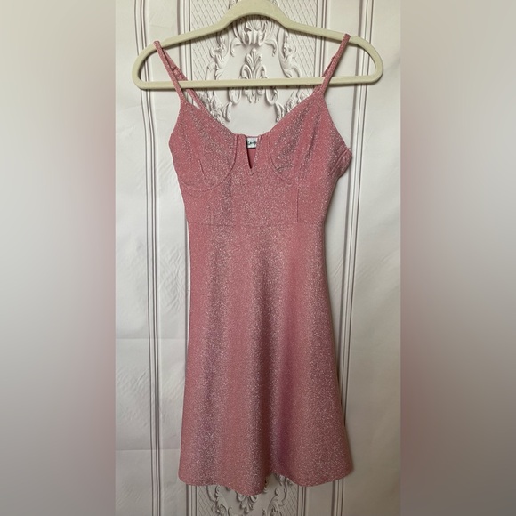 Almost Famous Dresses & Skirts - Almost Famous Pink Shimmer Fit & Flare Dress | Size Medium